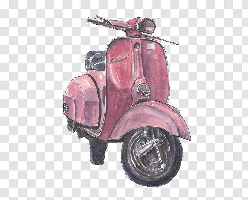 Watercolor Painting Scooter Motorcycle - Illustrator Transparent PNG