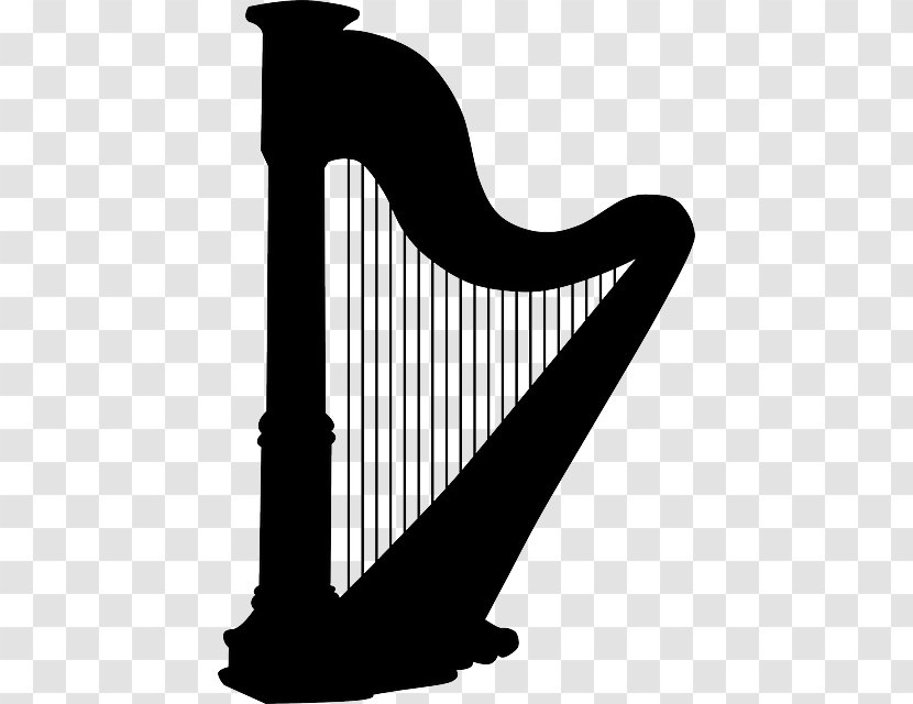 Clip Art The Harp Openclipart Celtic - Black And White - Mercury Fountain Paris Transparent PNG