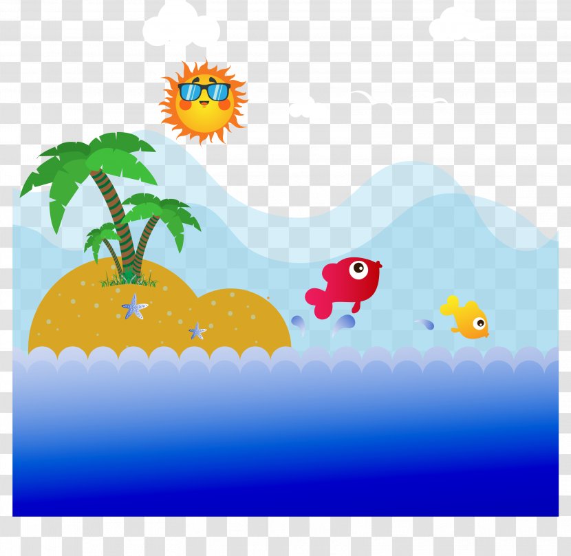 Cartoon Cdr Graphic Design - Drawing - Colorful Tropical Island Ocean Transparent PNG