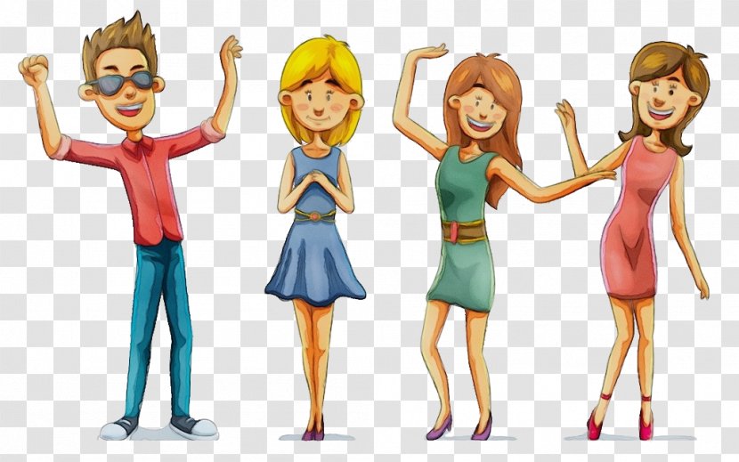 Cartoon Social Group Animated Fun Friendship - Happy Gesture Transparent PNG