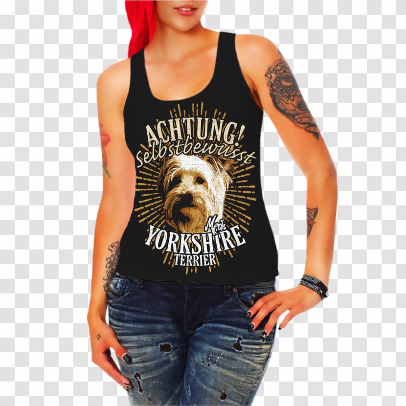 T-shirt Sleeveless Shirt Waistcoat Clothing - Shoulder - Yorkshire Terrier Transparent PNG