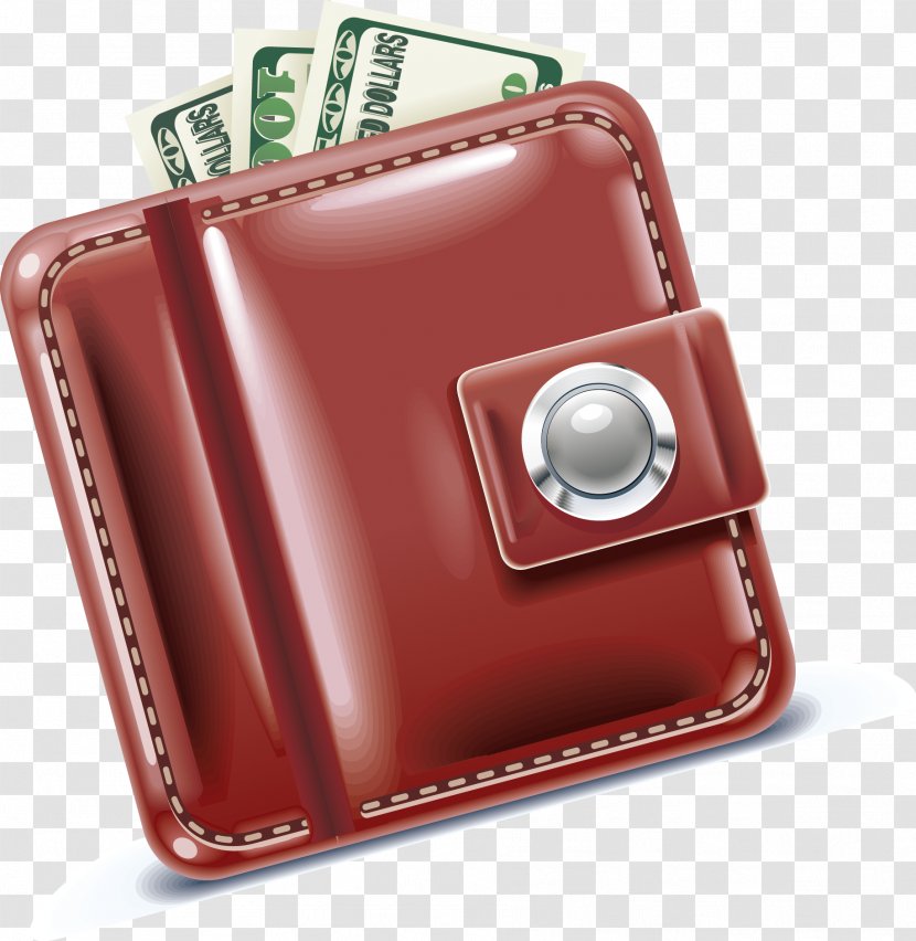 Wallet - Leather - Red Cash Element Transparent PNG