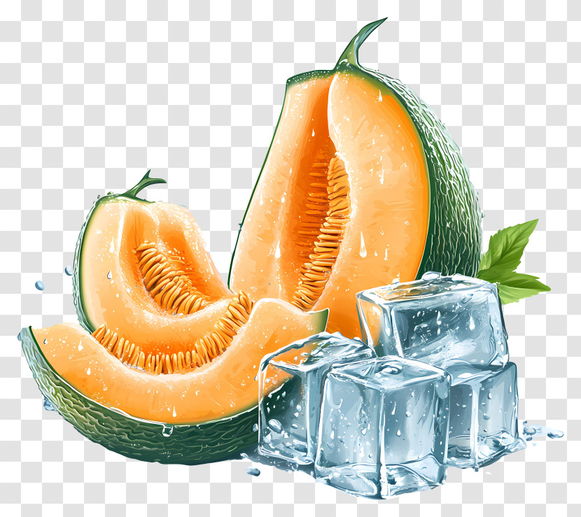 Cantaloupe With Icecube - Refreshing Melon And Ice Transparent PNG