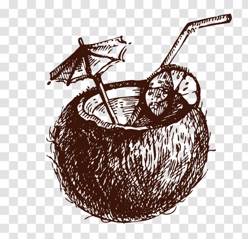 Cocktail Coconut Water Drawing - Royaltyfree Transparent PNG