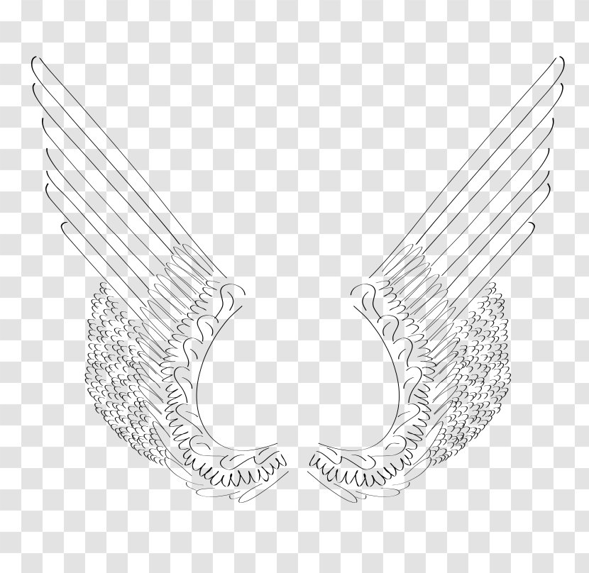 Drawing Cherub Clip Art - Line - Wings Clipart Transparent PNG