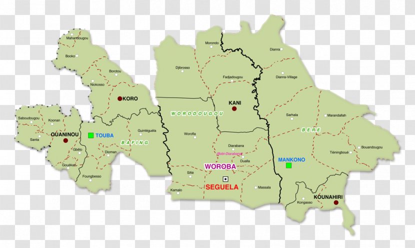Worodougou Woroba District Regions Of Ivory Coast Borotou-Koro Sikensi - Area - Map Transparent PNG