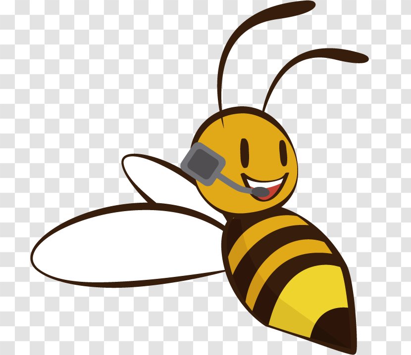 Honey Bee Cartoon White Clip Art - Black - Squeezed Transparent PNG