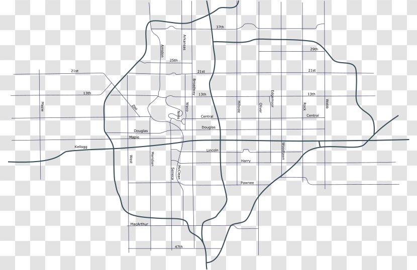 Wichita Street Map - Road Infography Aerial View Transparent PNG