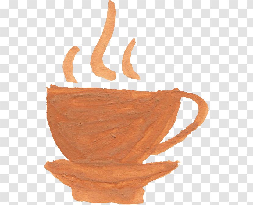 Coffee Cup Watercolor Painting - Orange Transparent PNG
