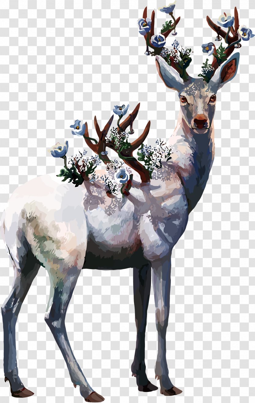 Deer Oil Painting Poster - Paint - Vector Transparent PNG