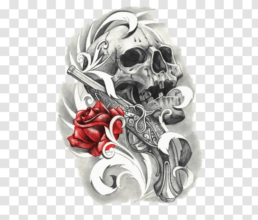 Old School (tattoo) Skull And Crossbones Drawing - Tree Transparent PNG