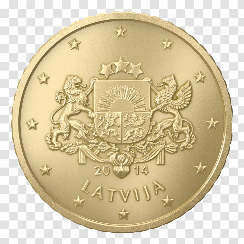 Latvian Euro Coins 20 Cent Coin 1 50 - Gold Transparent PNG