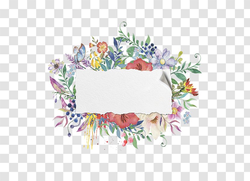 Watercolor Painting - Hand Painted Floral Frame Material Transparent PNG