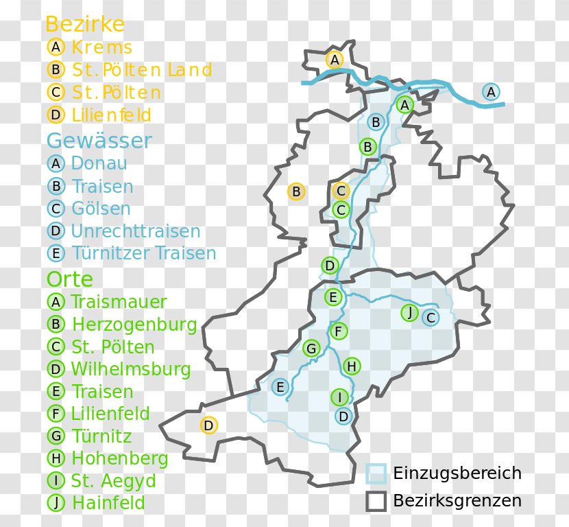 Traisen Map Mostviertel River Geography - Text Transparent PNG