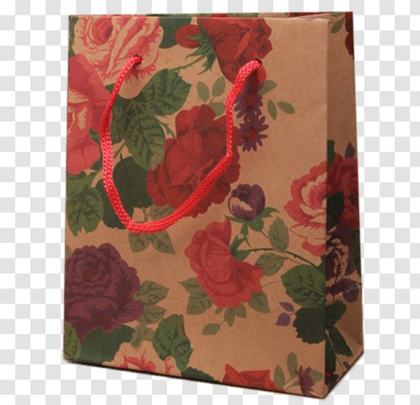 Flower Textile Bag Red Floral Design - Color - Gift Bags Transparent PNG