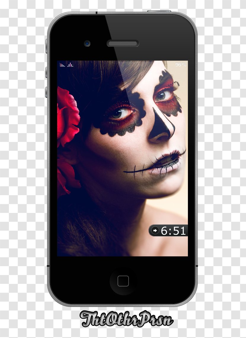 La Calavera Catrina Day Of The Dead Skull Halloween - Portable Media Player - Dia Los Muertos Transparent PNG