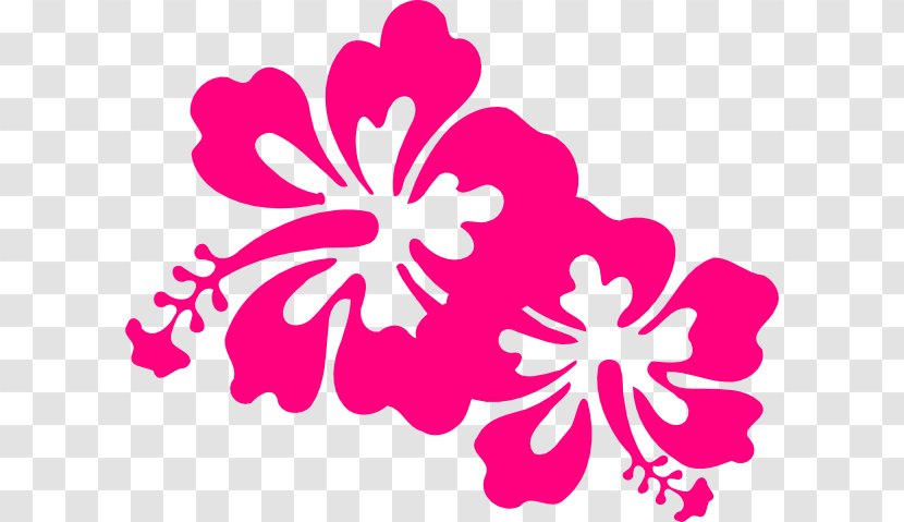 Hibiscus Pink Flowers Clip Art - Hawaiian - Silhouette Transparent PNG