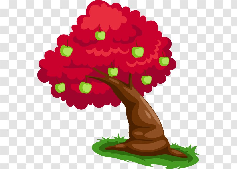 Apple Fruit Illustration - Rose Family - Painted Green Tree Leaves Transparent PNG