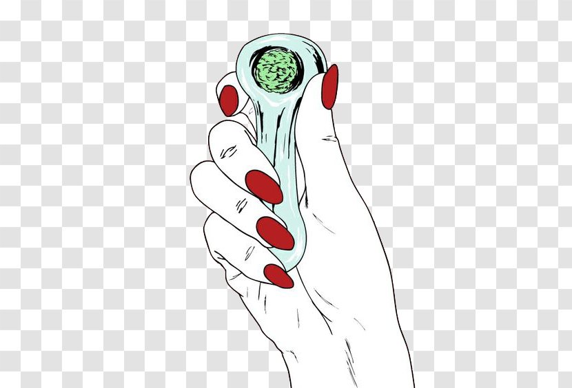 Cannabis Smoking Drawing Medical - Tree - Hand Holding A Bottle Of Red Nail Screwdriver Transparent PNG