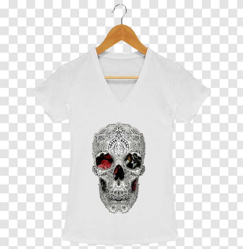 T-shirt Lace Skull Light Neck - Ali Transparent PNG