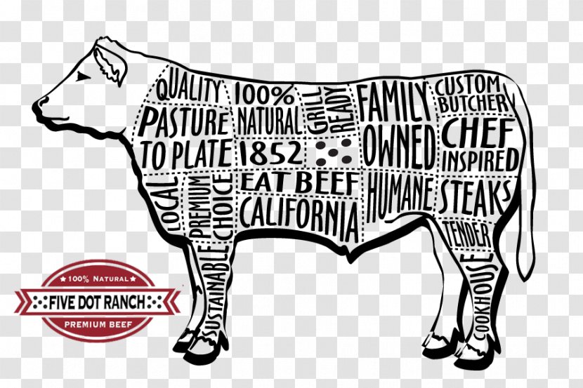 Dairy Cattle Five Dot Ranch Beef Ox - Monochrome - Pride Of Cows Transparent PNG