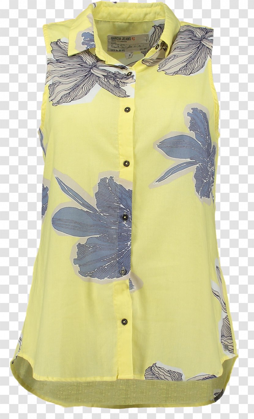 Blouse Sleeveless Shirt Gilets Button - Yellow - Floral Transparent PNG