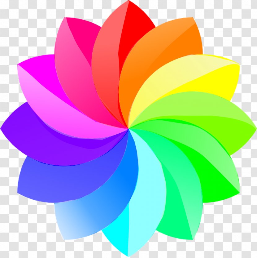 Rainbow Flower Clip Art - Free Content - Colorful Rotating Color Transparent PNG