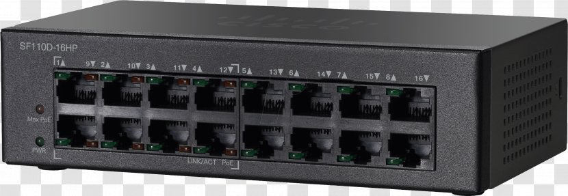 Network Switch Power Over Ethernet Cisco Systems Gigabit SF110D - Audio Receiver Transparent PNG