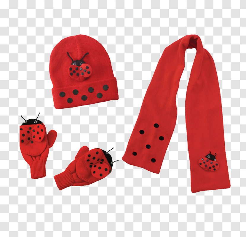 Scarf Glove Knitting Raincoat Hat - Knit Cap - Ladybug Concept Children Winter Set Transparent PNG
