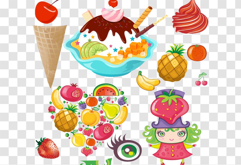 Ice Cream Cake Fruitcake Italian - Pastry - Fruit Cartoon Pictures Transparent PNG