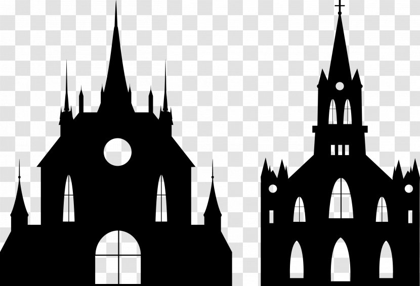 Castle Euclidean Vector Illustration - Art - Black Church Gothic Transparent PNG