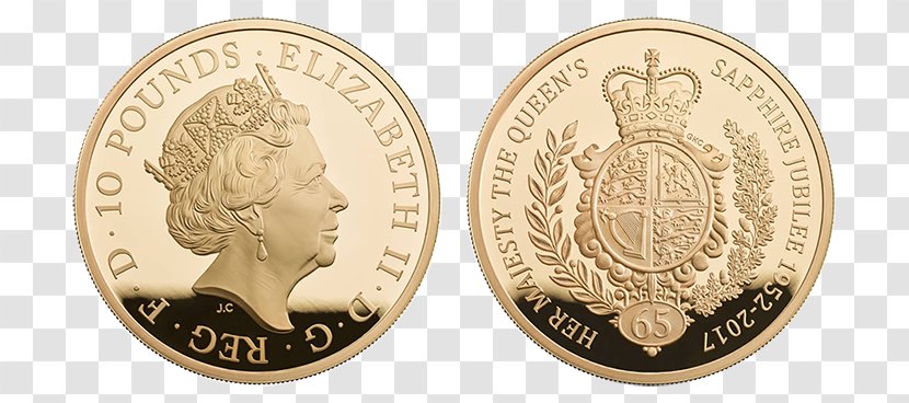Gold Coin Sapphire Jubilee United Kingdom - Silver - New British Currency Transparent PNG