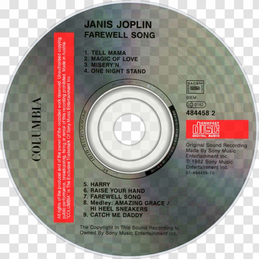 Compact Disc The One Thing Label - Janis Joplin Transparent PNG