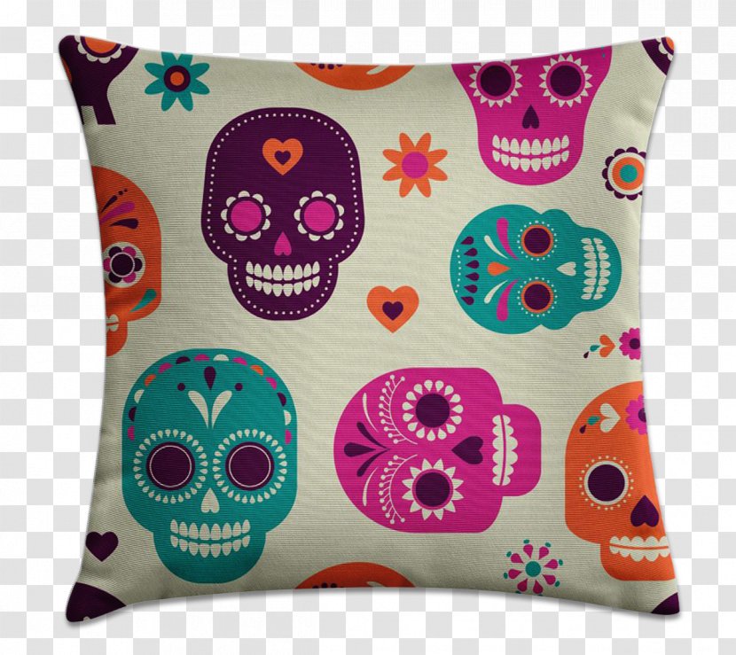 Cushion Day Of The Dead Skull Calavera Throw Pillows - Stock Photography Transparent PNG