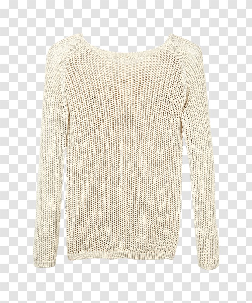 Sleeve Beige Shoulder Sweater Wool - Pullover Transparent PNG