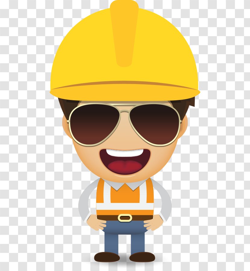 Laborer Cartoon Construction Worker Euclidean Vector - Yellow - Sunglasses Transparent PNG