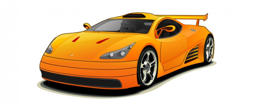 Sports Car Clip Art - Race - Vector Transparent PNG