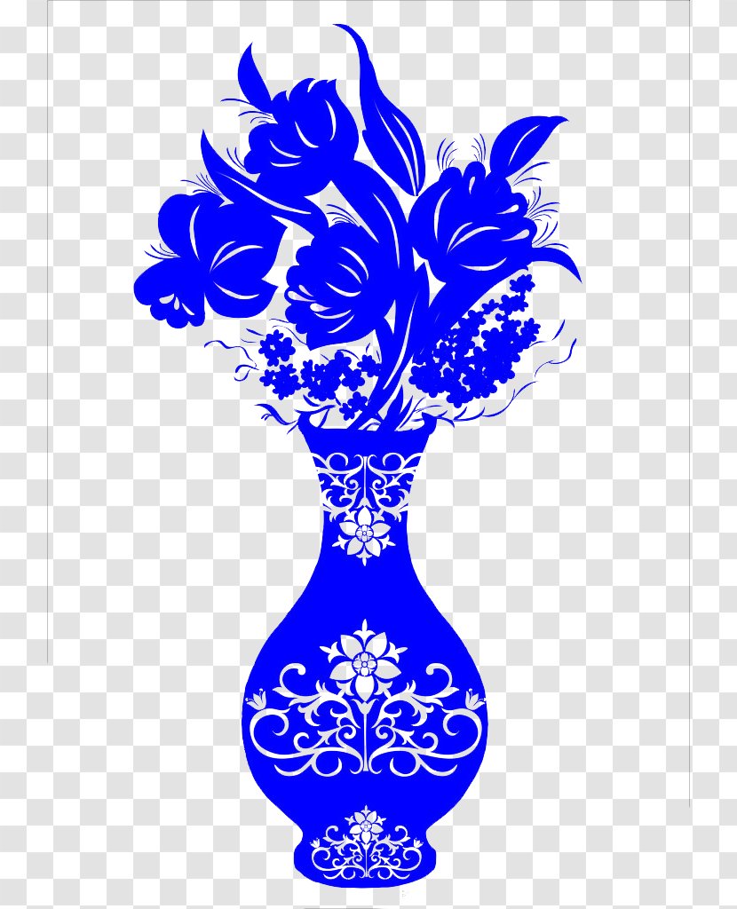 Papercutting Vase Blue And White Pottery - Fu - Pattern Transparent PNG