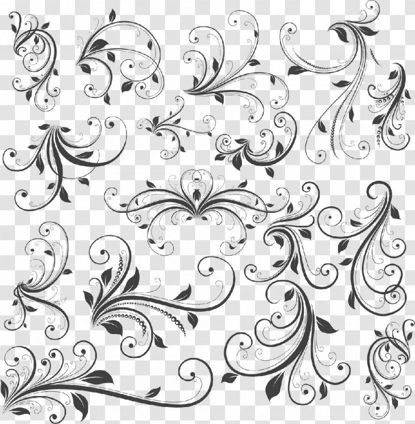 Ornament Clip Art - Black - Swirls Transparent PNG
