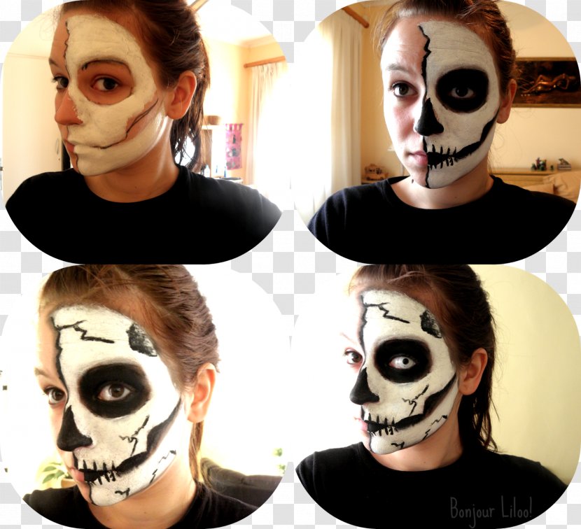 Face Skeleton Halloween Make-up Cosmetics - Human Skull Transparent PNG