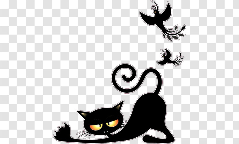 Black Cat Cat Small To Medium-sized Cats Cartoon Whiskers Transparent PNG