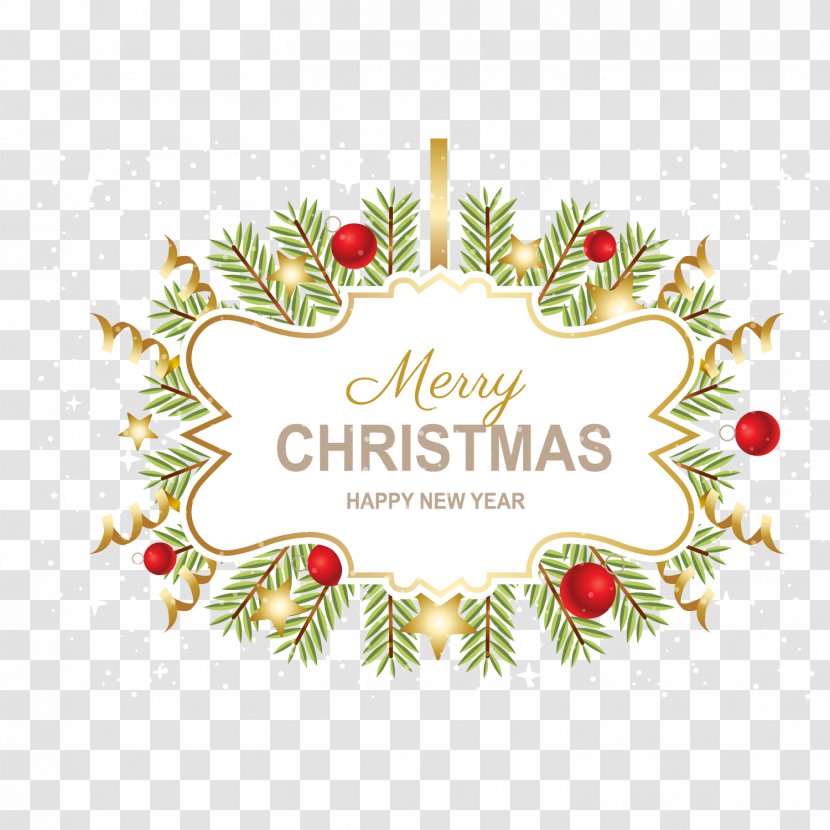 Vector Exquisite Christmas Label - Text - New Year S Day Transparent PNG