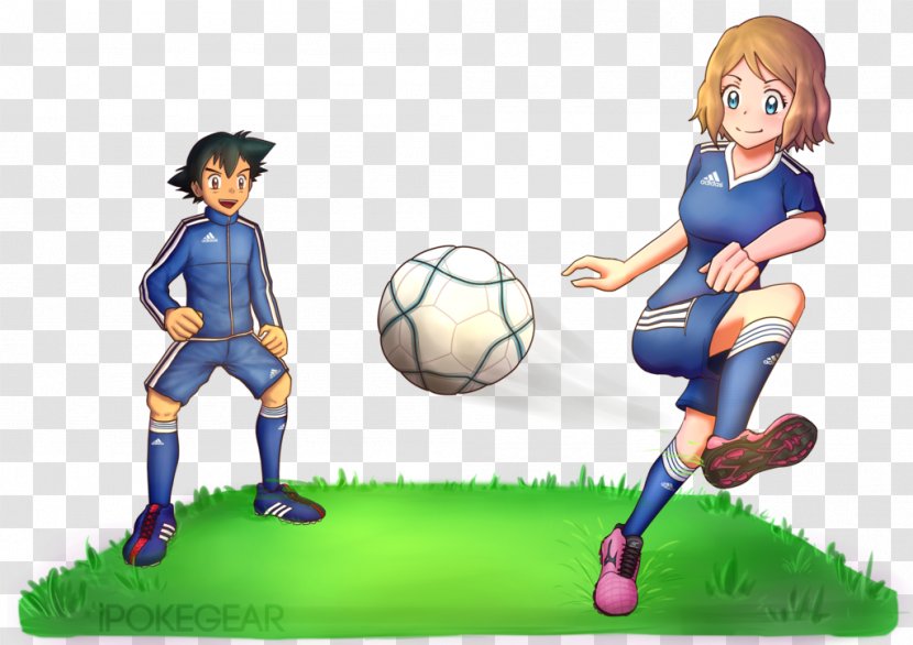 Ash Ketchum Serena Drawing Pokémon GO Character - Cartoon - Play Soccer Transparent PNG