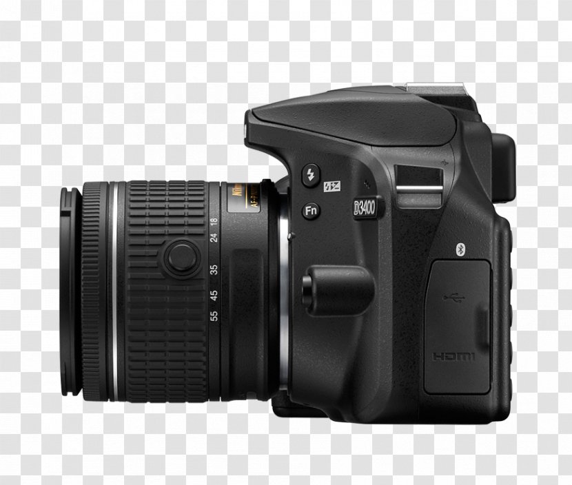 Nikon D3400 AF-P DX Nikkor Zoom 18-55mm F/3.5-5.6G VR 70-300mm F/4.5-6.3G ED AF-S Zoom-Nikkor Format - Afp Dx 70300mm F4563g Ed Vr - Dslr Body Transparent PNG