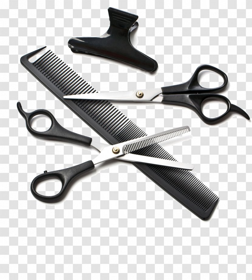 Scissors Comb Hairstyle Hairstyling Tool - Beauty Tools Transparent PNG