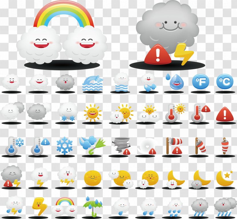 Thunderstorm Icon - Technology - Cartoon Weather Design Material Transparent PNG
