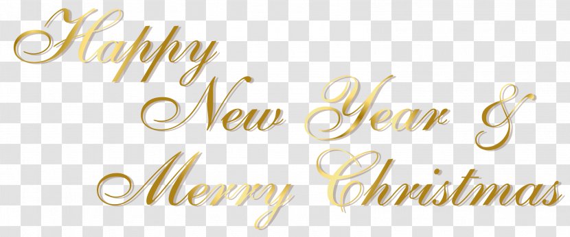 Christmas New Year's Day Clip Art - Public Holiday - Gold Happy Year And Merry PNG Text Transparent PNG