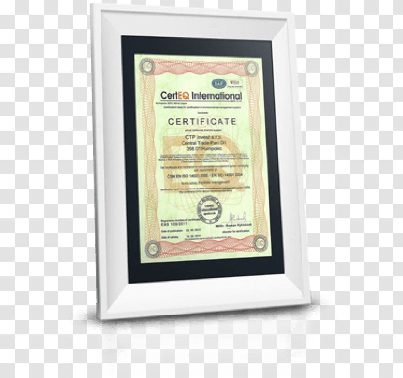 ISO 14001 Management Industry CTPark Service - European Certificate Transparent PNG