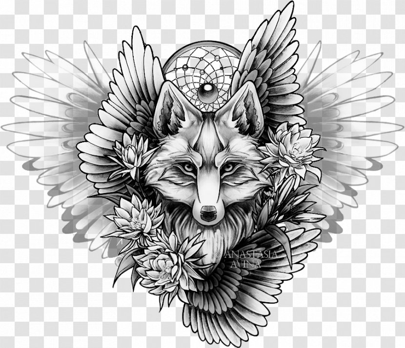 Sleeve Tattoo Drawing Fox Sketch - Heart - Skull Viking Transparent PNG