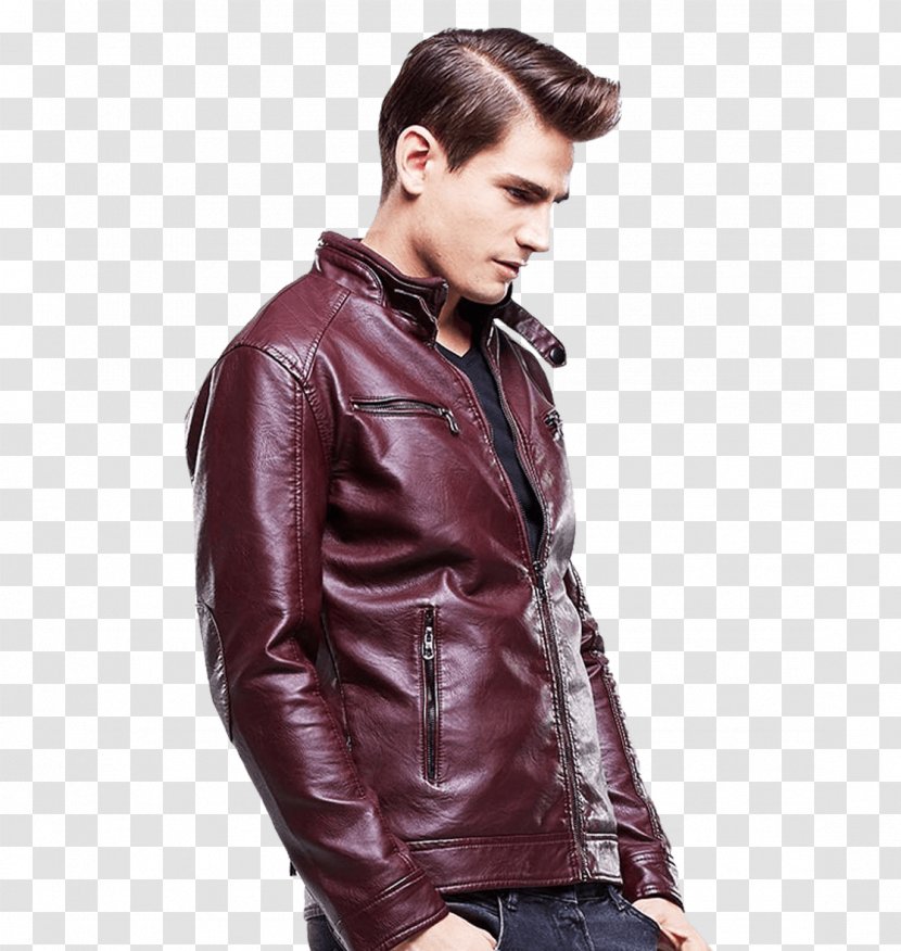 Leather Jacket Maroon Neck - Stil'nyye Oboi Transparent PNG